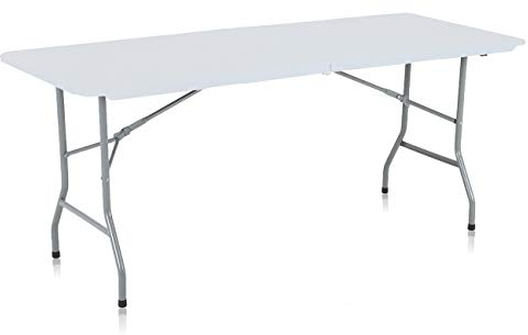 Strattore Tavolo da Campeggio Birreria Birra Giardino Pieghevole Sagra Plastica Catering Picnic Buffet - 180 x 70 x 74 cm in Bianco