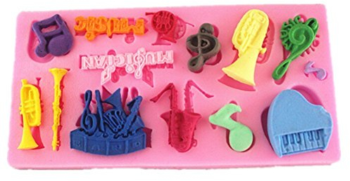 Allforhome Lebensmittelqualität Musical Instrumente Clef Hinweise Set Fondant Silikon-Süßigkeit-Form Sugarcraft Kuchen Dekoration Moulds Antihaftzuckerpaste Schokoladen-Fondant Resin Polymer Clay Gum Paste Formen