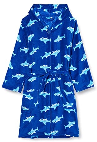 Playshoes Accappatoio in pile per bambini, Vestaglia Unisex - Bambini e ragazzi, Hai, 146/152