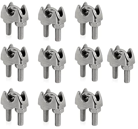 PRIOstahl Drahtseilklemme 10 x Bügelklemmen 10mm Edelstahl V4A Seilklemme Korrosionsbeständig Indoor/Outdoor Hochwertig Rostfrei Klemmen Set