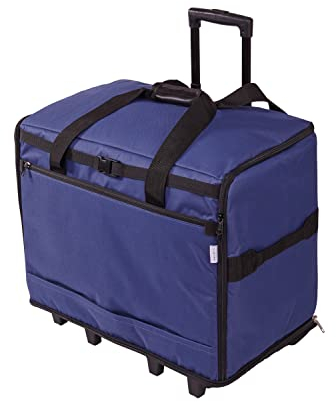 Sewing Online Extra große Nähmaschinen-Trolley-Tasche auf Rollen aus strapazierfähigem Stoff in Marineblau, 63 x 43 x 30 cm, Birke 006107/NAVY