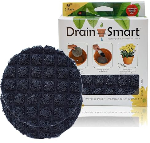 Drain Smart 9” 2-Pack Drainage Discs - Perfect for Indoor/Outdoor Potted Plants | Container Gardening | Planter Liners Minimize Root Rot | Made in the USA
