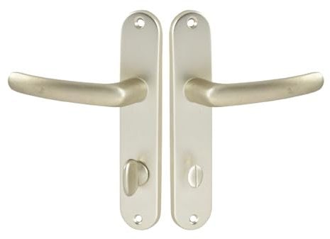 Vachette Set de Poignée de Porte sur Petite Plaque - Version à Condamnation Portes WC/SDB, Entraxe 165 mm - Système de Pose Facile - en Aluminium Résistant - Finition Champagne - Garantie 2 Ans