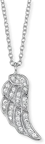 Engelsrufer Flügel Kette mit Anhänger für Damen 925er-Sterlingsilber Weiße Zirkonia Länge 40 cm + 4 cm