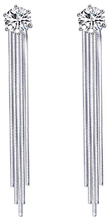 QUKE 925 Sterling Silber Quasten Design Blumen Shape Zirkonia Kristall Bridal Ohrhänger hängend Ohrringe