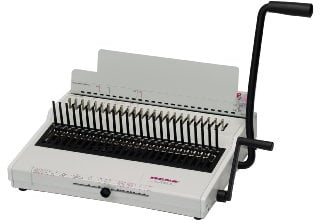 Renz Combi S, Plastikbindesystem in US-Teilung, bis 480 Blatt, variabler Randabstand und Formate bis 34 cm