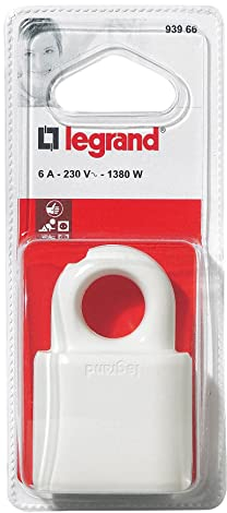 Legrand - Fiche 6A plate femelle sans terre plastique -avec anneau extraction -blister -blanc