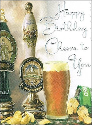 Jonny Javelin JJ1689 Pub/Bier/Chips Geburtstagskarte für Männer, 18,4 x 14 cm, Code V210