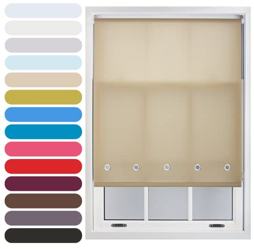 FURNISHED Daylight Roller Blind with Round Eyelets Trimmable, Cappuccino, 240W x 165H cm