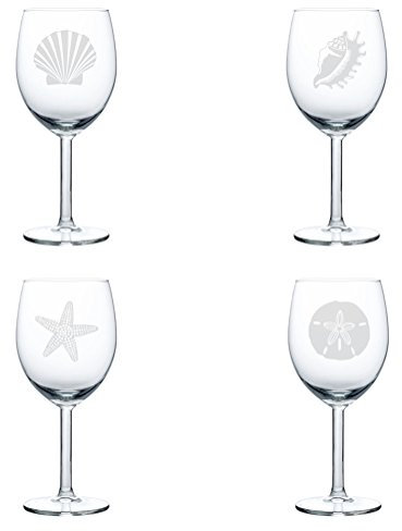 Set von 4 Weinglas Goblet Muscheln Sea Shore Collection 283 g glas