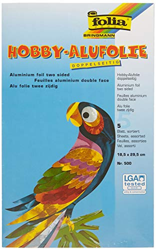 folia 500 Alu-Bastelfolie, 185 x 295 mm, 5 Blatt in Bastelmappe