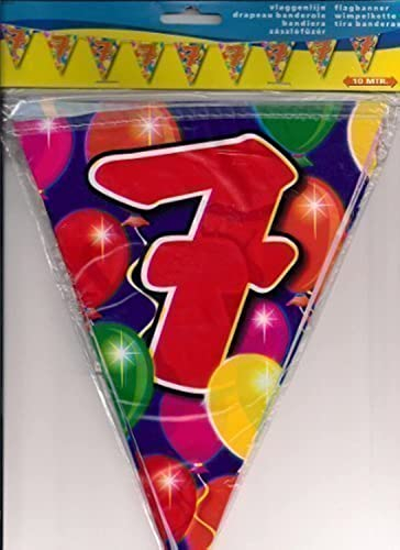 10m Girlande Zahl 7 Geburtstag Jubiläum Wimpelkette