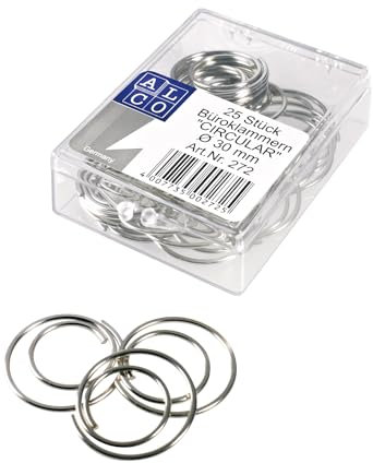 ALCO-Albert 272 - Büroklammern CIRCULAR, Ø 30 mm, rund, glanzvernickelt, Dose á 25 Stück
