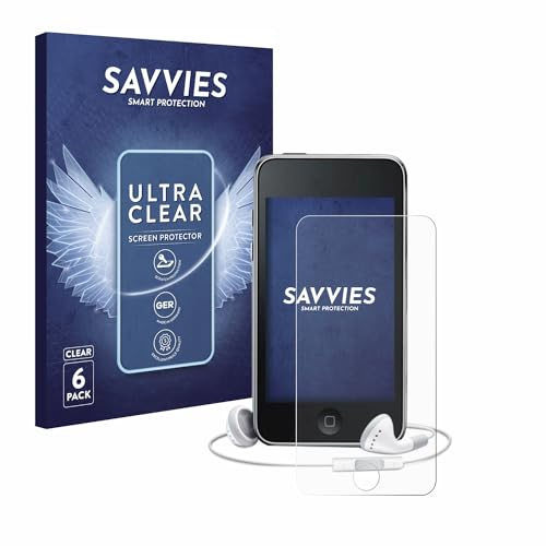 Savvies 6 Stück Schutzfolie für Apple iPod Touch (3. Gen.) Displayschutz-Folie Ultra-Transparent