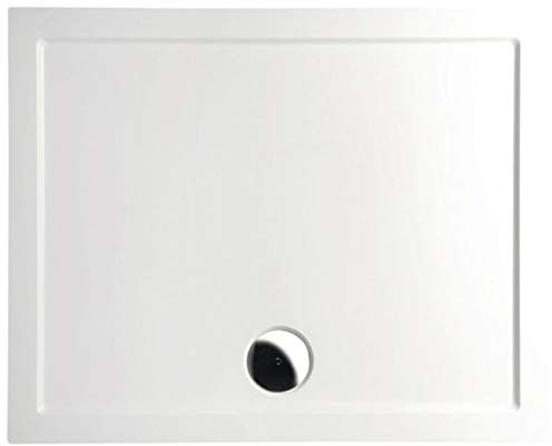 Mineralguss Duschwanne 110x80 - begehbare Dusche 1100x800x40 mm, Weiß