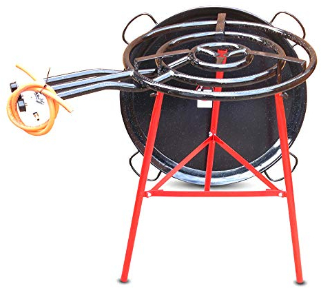 Vaello Campos Catering Paella Kit - 60cm Gas Burner, 80cm Enamelled Steel Pan & Reinforced Tripod