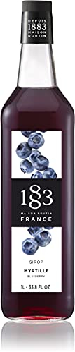 1883 Maison Routin Premium Blueberry Syrup – Natural Fruit Syrup, Perfect for Cocktails & Mocktails, Ice Tea, Smoothies, Desserts – Vegan-Friendly, Allergen-Free – 1L Glass Bottle