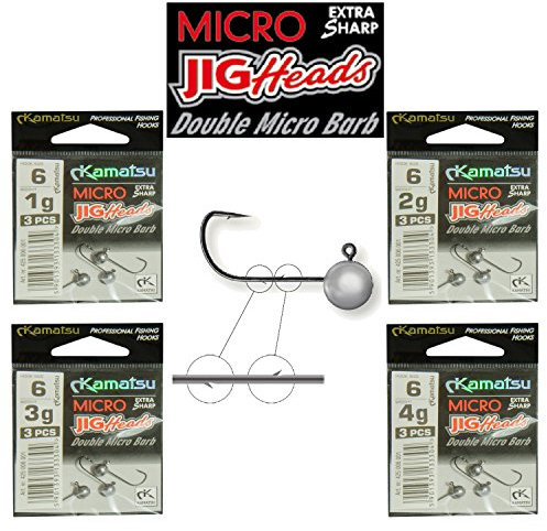 Micro Jig Head Sharp Hook size 6 1g 2g 3g 4g Drop Shot Soft Lures Double Micro Barb Perch Pike Fishing (S06-6pcs size 6-3g Double Micro Barb Jig Heads Kamatsu)