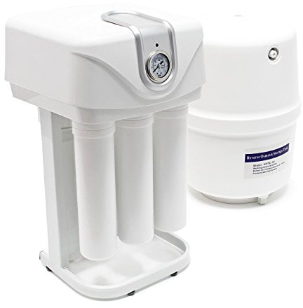Naturewater NW-RO50-C01 – Système Osmose Inverse (RO) 5 étapes – 190 l/jour 50 GPD – Pompe Manomètre Boîtier – Montage mural Sous évier – Osmoseur Filtration Purification Filtre Eau potable robinet