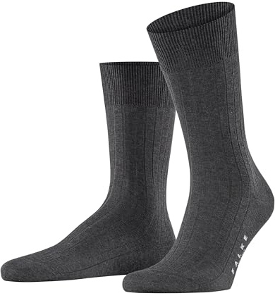 Falke Men's 1 Pair Milano Rib 100% Fil d'Ecosse Cotton Socks 11-12 Anthracite Melange