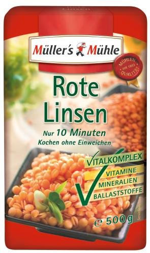 Müller's Mühle Rote Linsen, 7er Pack (7 x 500 g Beutel)