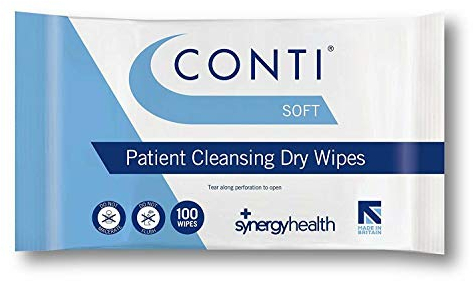 Synergy Health 10 Packs of 100 Conti Soft Large Dry Patient Cleansing Wipes