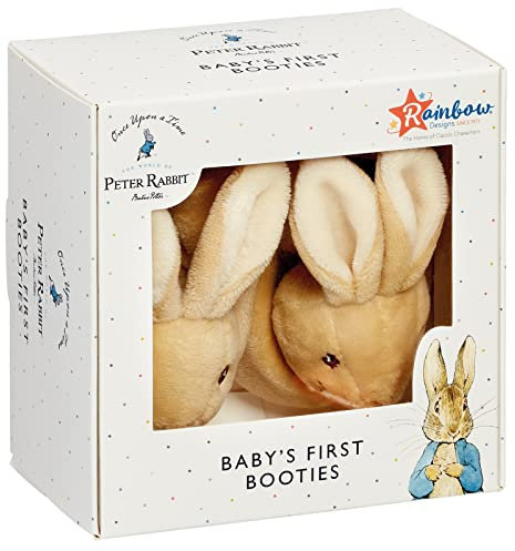 Official Peter Rabbit Baby Booties - Newborn Crib Shoes for Boys and Girls - Unisex Baby Slippers by Rainbow Designs