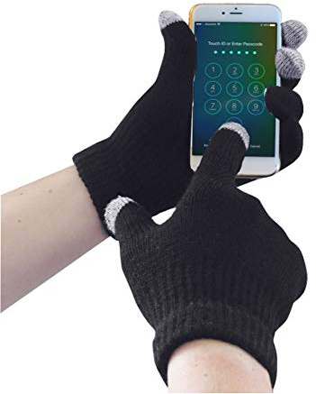 Portwest GL16 Touchscreen Knit Glove Machine Washable Thermal | Black, 2X/3X Large, Pull-On Design, Knitted Cuff, Hardwearing, Manmade Fabric
