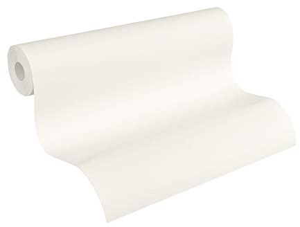 A.S. Création Livingwalls Vliestapete 10,05 m x 0,53 m - einfarbige Strukturtapete Weiß - Pastell Wandtapete Made in Germany - 325013