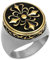 BOBIJOO Jewelry - Grosse Bague Chevalière Homme Fleur Lys Royaliste Acier Inox 316 Or Doré Plaqué Templier Chevalier - 60 (9 US)
