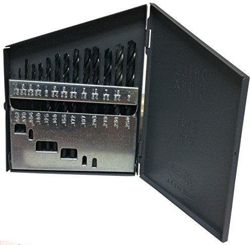 Drill America DWD13J-LH-SET Qualtech 13 Piece High-Speed Steel Jobber Length Drill Bit Set in Metal Case, Black Oxide Finish, Round Shank, Left Hand Spiral Flute, 118 Degrees Conventional Point (Pack of 1)