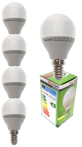 Trango 5er Pack E14035GD*5 LED Globe Birne 3-Stufen dimmbar - 5 Watt - 400 Lumen 3000K Warmweiß - Ersatz für 40W Glühbirne - Kugel LED Lampe Leuchtmittel mit E14 Fassung Abstrahlwinkel 170°