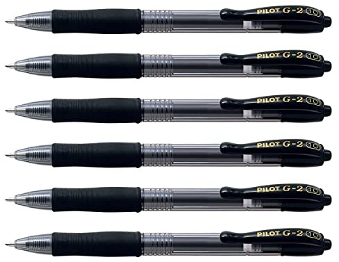 Pilot Set of 6 Ballpoint gel Pens 10 G2, Black