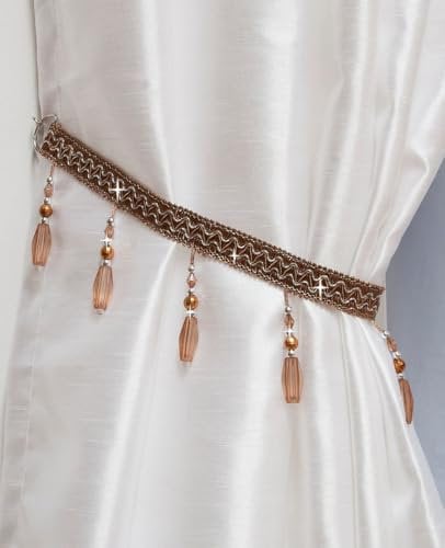 John Aird PAIR (x2) Crystal Beaded Curtain Tie Back (Mocha)