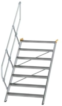 Aluminium-Treppe 45°, Stufenbreite/Stufentiefe 1000/240 mm Stufenanzahl: 7, Senkrechte Höhe 1,46 m