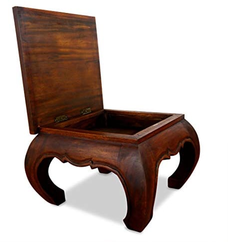 livasia aufklappbarer Opiumtisch, Massivholz, Beistelltisch, Couchtisch, (Dunkelbraun)