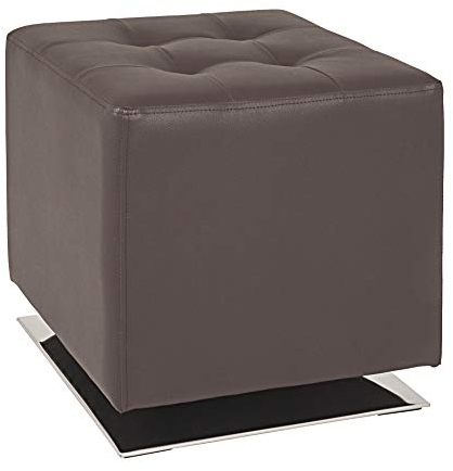 HAKU Möbel Hocker braun, Chrom, Kunstleder, Metall - Maße: B 40 cm x H 42 cm x T 40 cm, Style: Modern