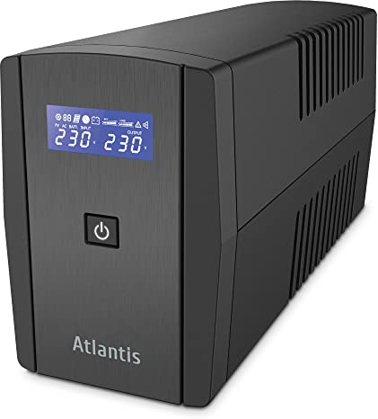 Atlantis OnePower S120, UPS Line Interactive 1000VA/500W, AVR (3 stadi), Onda PseudoSinusoidale, 4 prese IEC, 1 Batteria 12V 9Ah,Software di gestione scaricabile gratuitamente