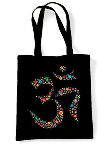 Floral OM Symbol Baumwolle Schulter Einkaufstasche