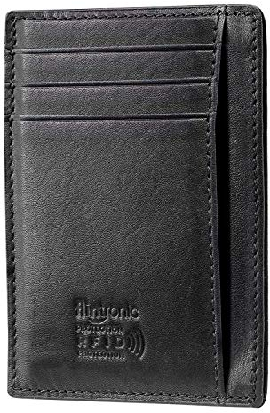 flintronic Leder Geldbörse Herren, Kartenetui aus Leder, Mini Geldbörse Leder mit RFID Schutz, Slim Wallet Kreditkartenetui, Geldbeutel Kleine Portemonnaie mit Kartenfächer/Münzfach/Kleingeldfach