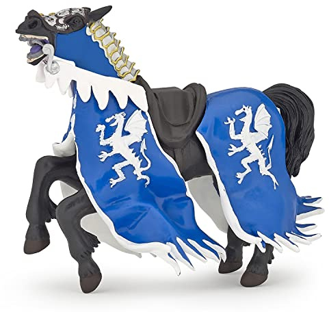 Papo -Handbemalt - Figuren -Mittelalter-Fantasy -Pferd des Drachenkönigs, blau-39389-Sammelbar-Für Kinder - Geeignet für Jungen und Mädchen - Ab 3 Jahren