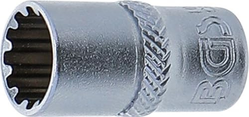BGS 10109 | Steckschlüssel-Einsatz Gear Lock | SW 9 mm | Antrieb Innenvierkant 6,3 mm (1/4) | Chrom-Vanadium-Stahl | Verchromt, matt | mit Rändelung