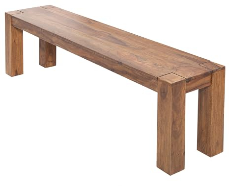 riess-Ambiente Massive Edelholz Sitzbank MAKASSAR Sheesham 140cm Holzbank einzigartige Maserung Küchenbank Bank Holzbank Sitzbank Schlafzimmerbank Flurbank