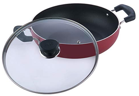 Vinod Cookware Zest Non-Stick Induction Friendly Kadai With Lid Red/Black 240Mm/2.8 Litres