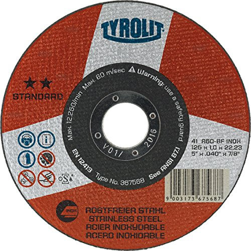 Tyrolit 367581 Standard-Schneidscheibe, 41 x 230 x 1,9 x 22, 23 mm, A46R-Bfs Spezifikation, 25 Stück