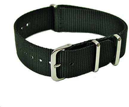 PUREgrey 22mm NATO Nylon Durchzugsband Uhrenarmband schwarz Wasserfest