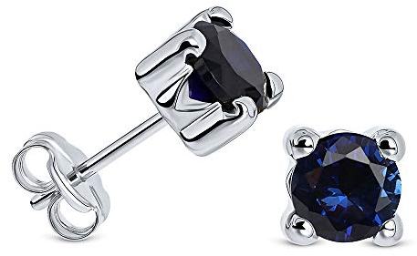 MIORE Schmuck, Ohrringe Damen, Ohrstecker Gold 375 9 Kt Weißgold, Damenohrringe mit Saphir Stein in Krappenfassung, goldene Ohrstecker Damen, Ohrschmuck