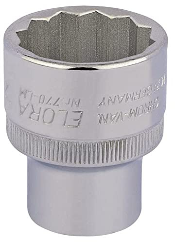 Draper 24723 Elora Bi-Hexagon Socket, 1/2 Square Drive, 27mm, Blue