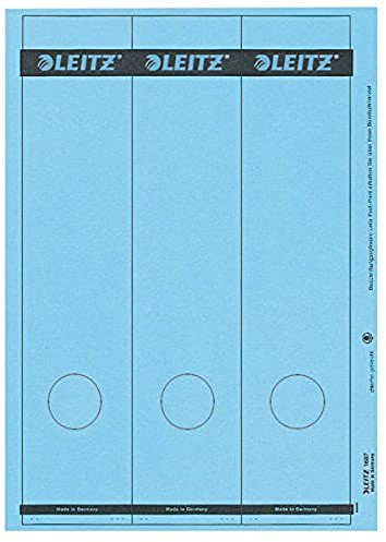 Leitz PC-beschriftbare Rückenschilder selbstklebend für Standard- und Hartpappe-Ordner, 75 Stück, Langes und breites Format, 62 x 285 mm, Papier, blau, 16870035