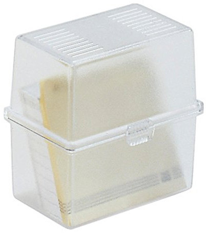Exacompta 50631D Tragbare Karteikassette Memo-Box Office DIN A8. Mit Schnappverschluss für bis zu 200 Karteikarten transparent Karteikasten